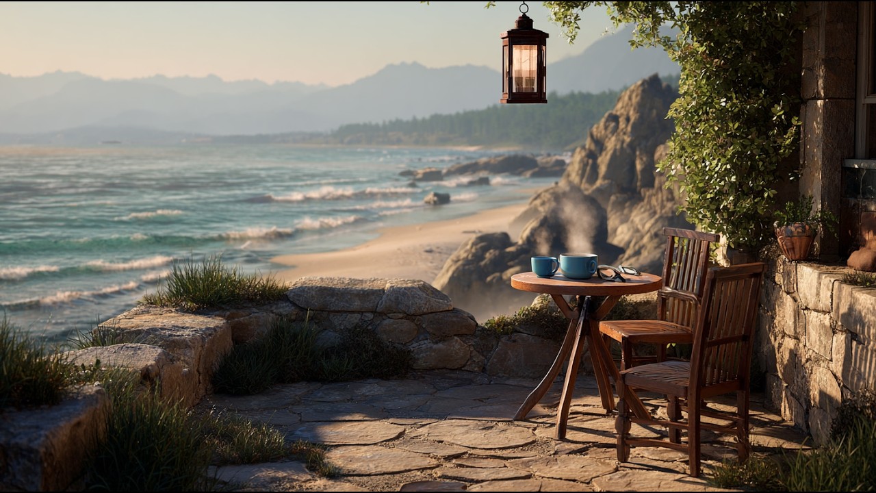 Morning Coffee on a Beach Patio ☕ Calm Focus Music