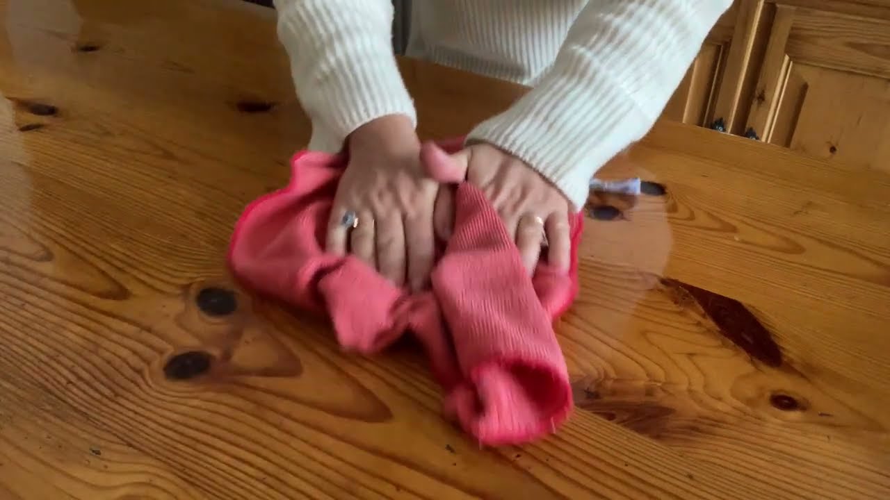No talking ASMR cleaning the wood table