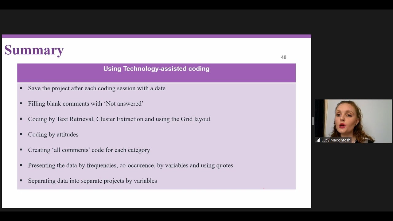 CAQDAS webinar 027 -  coding large qualitative datasets