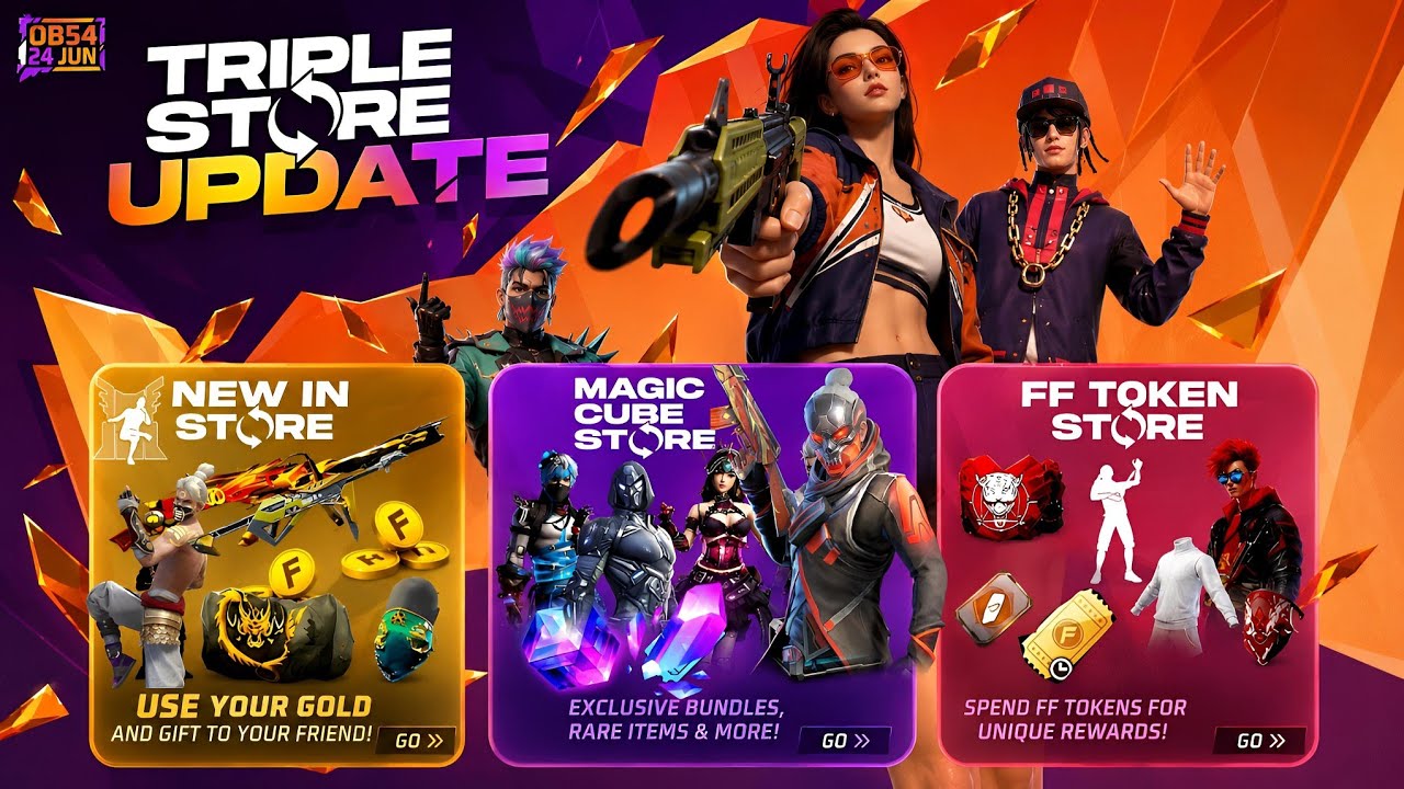 OB54 Triple Store Update Rewards🤩| Free Fire New Event | FF New Event |Upcoming Events In Free Fire