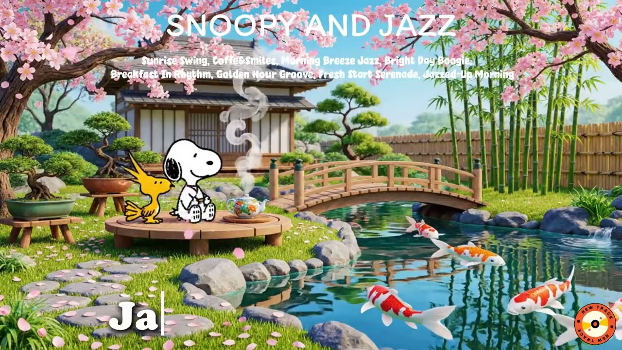 PEACEFUL ZEN GARDEN WITH SNOOPY 🌿 RELAXING JAZZ MUSIC FOR INNER PEACE, STUDY & CALM