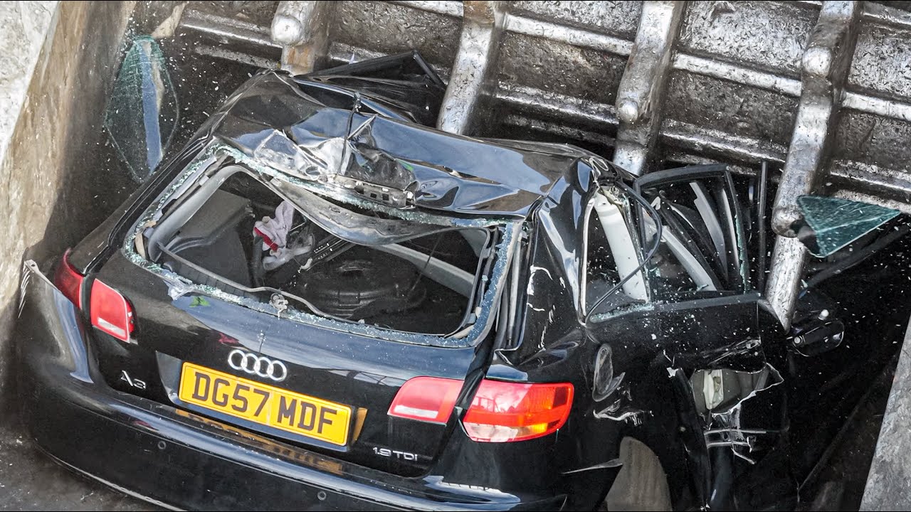 AUDI A3 goes into the SHREDDER! 💥🤯 Scrap Metal & Vehicle RECYCLING ♻️ in LIVERPOOL #automobile #fyp