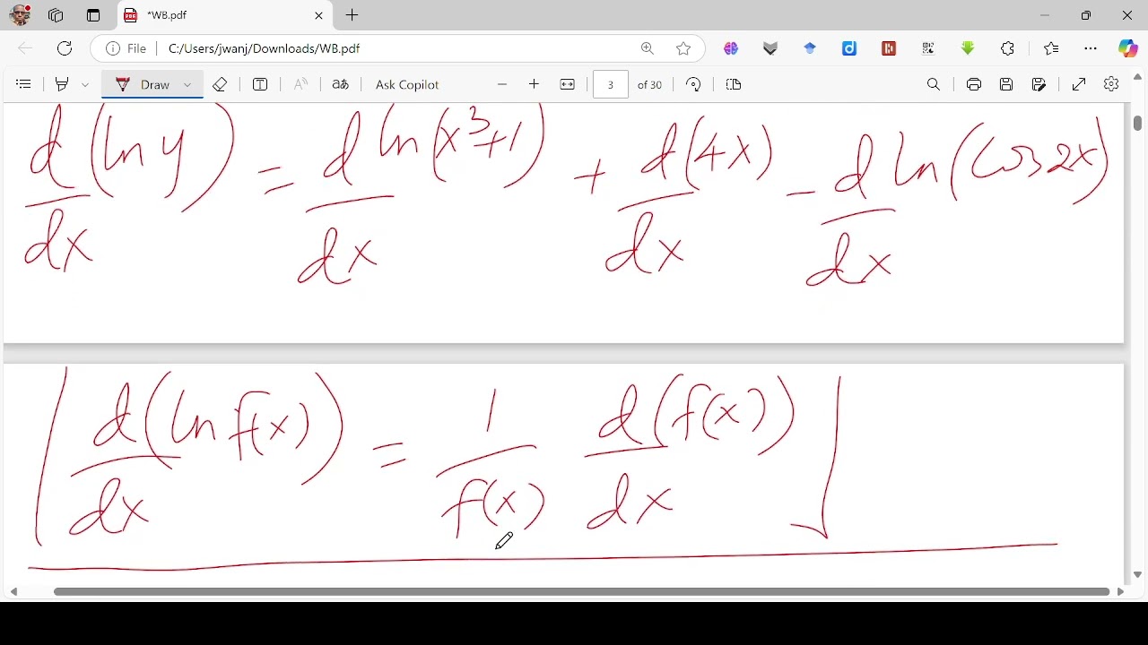Methods of Differentiation (Product chain and quotient rules and method of logarithms)