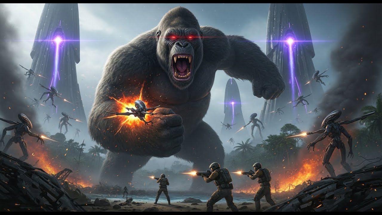 “Alliance of Necessity: Kong and Humanity Against the Alien Dominion”