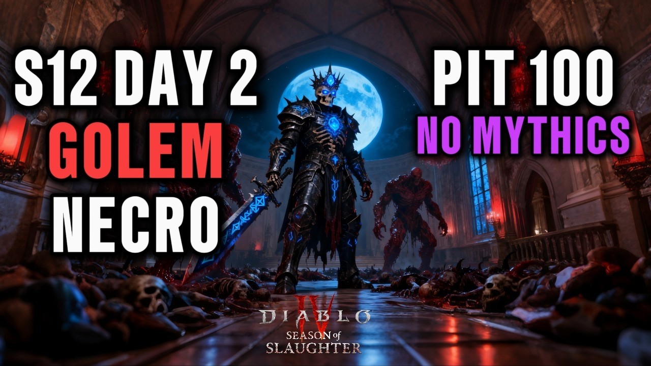 S12 [DAY 2] GOLEM NECRO PIT 100 CLEAR NO MYTHICS | Diablo 4 Season 12 Necromancer S-Tier Build SKULM