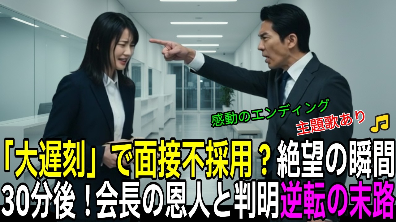 夜行バスの席を譲り最終面接に大遅刻した女性、わずか30分後に会長の恩人と判明し立場逆転【感動する話】【朗読】