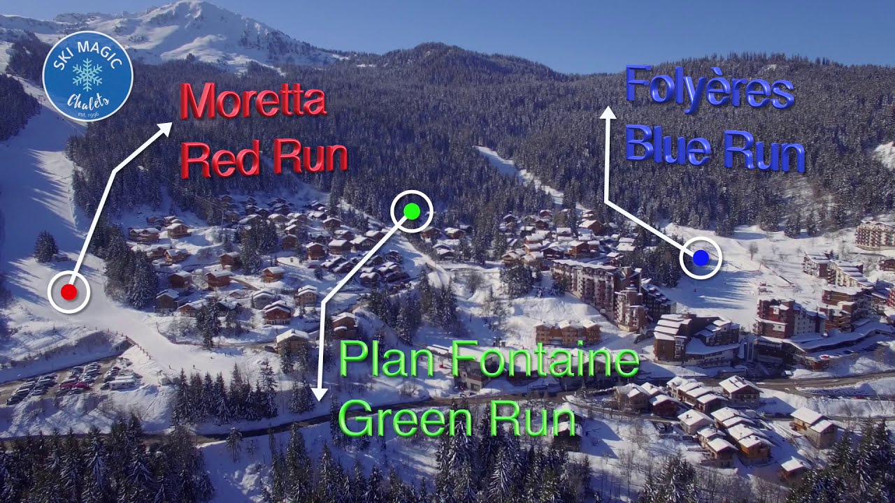 Drone video of La Tania including Ski Magic chalets