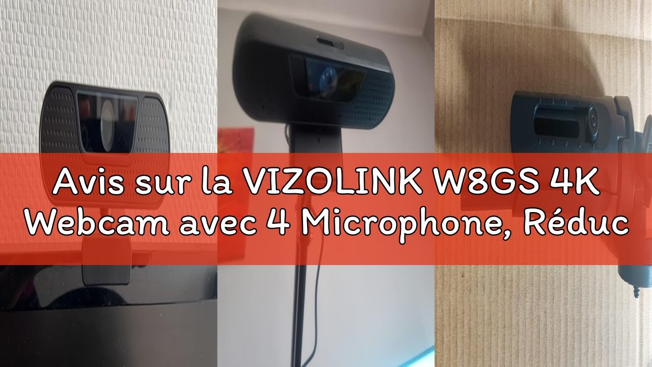 Avis sur la VIZOLINK W8GS 4K Webcam avec 4 Microphone, Réduction du Bruit, Autofocus, 85° View, Corr