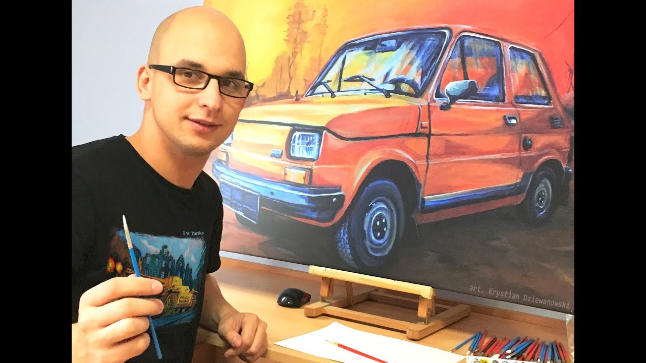 Pomarańczowy Fiat 126p Maluje Malucha
