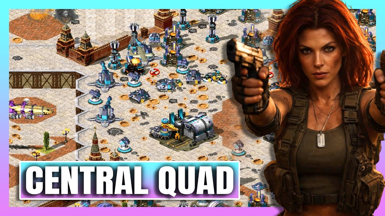 Red Alert 2 | Central Quad | (7 vs 1 + Superweapons)