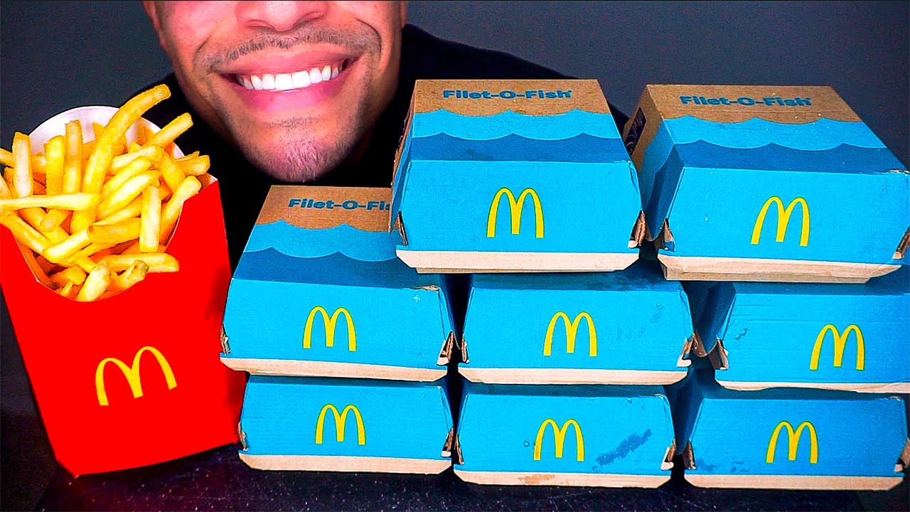 ASMR EATING 8 MCDONALDS FISH FILLET SANDWICHES JERRY CHALLENGE NO TALKING MUKBANG *BIG BITES*