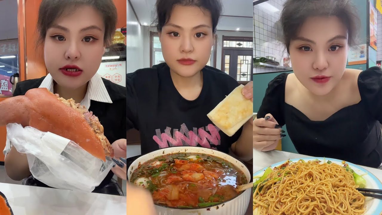 Yummy /Eating Challenges 🤤 Pork belly Spicy noodles 🍜😋 fired chicken 🍗#eatingshow #delicious #eat 