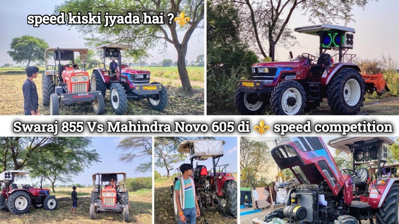 Swaraj 855 Vs Mahindra Novo 605 di 4 by 4 ⚜️ speed competition 🚀