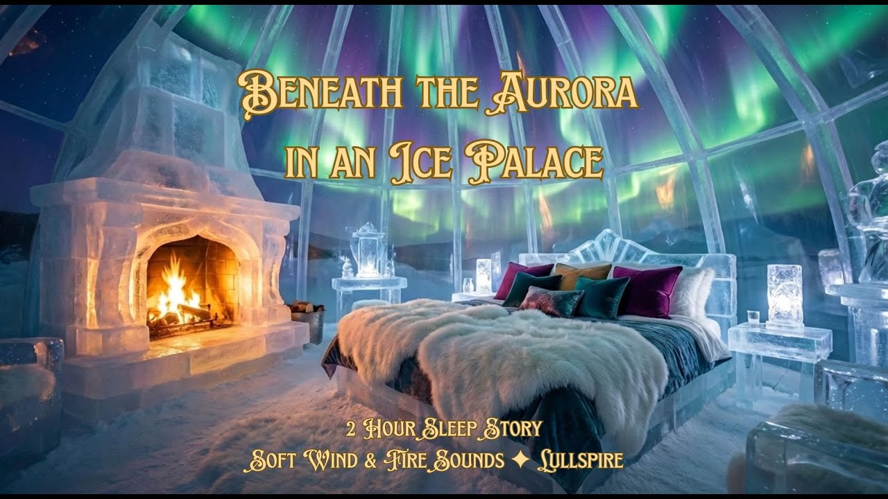 Sleeping Beneath the Aurora in an Ice Palace  Soft Wind & Fire  2 Hour Sleep Story ✦ Lullspire