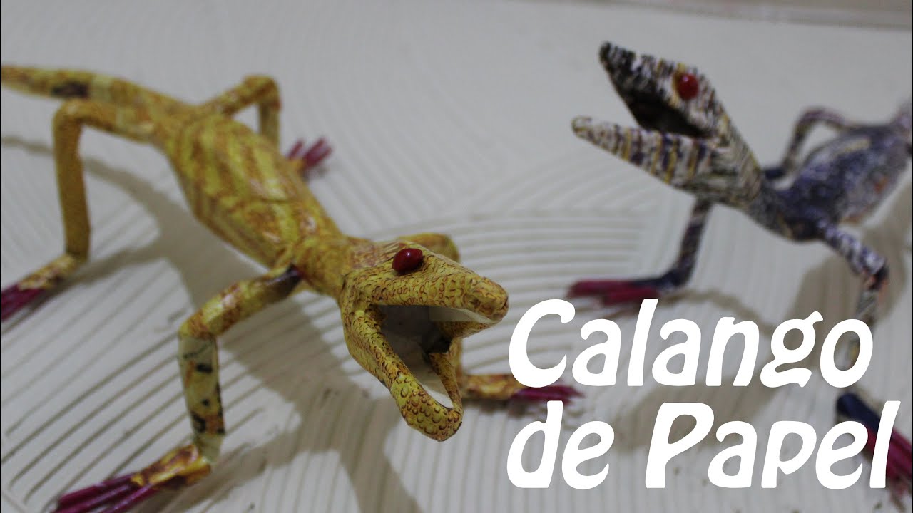 Calango de papel ou Lagartixa de papel - Artesanato Feito a Mão - Paper Gecko