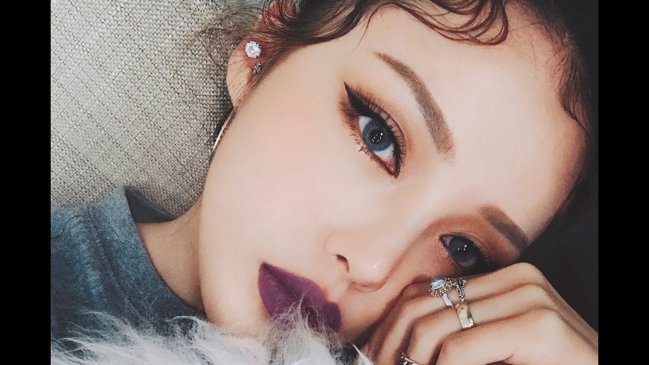 Instagram Makeup - Purple Lip Makeup (With subs) 인스타 메이크업 - 퍼플 립 메이크업