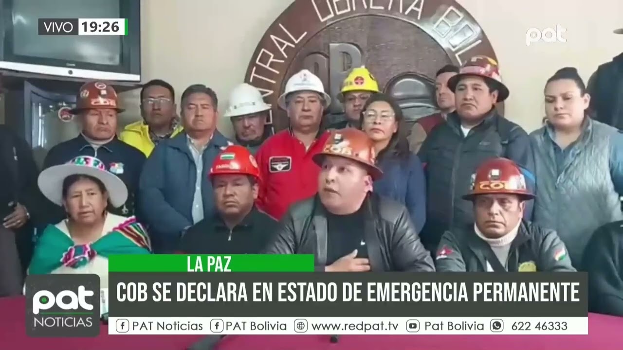 COB declara emergencia permanente y exige transparencia al Gobierno