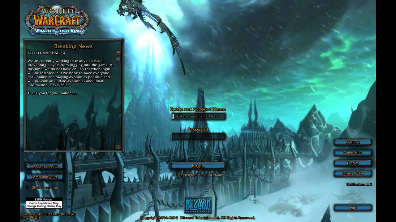 [HD] WoW - Wrath of the Lich King Log-in Screen [HD]