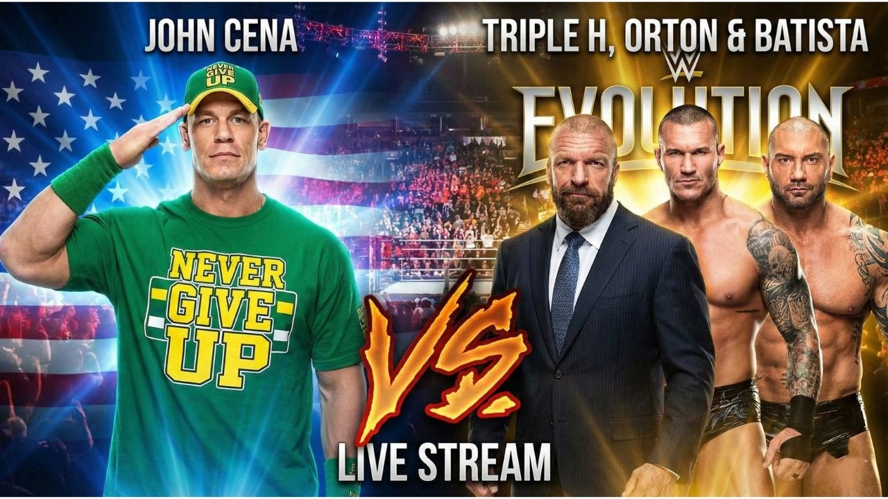 John Cena vs Triple H, Orton, Batista 💀EVOLUTION 1v3 |WWE 2K25 #verticallive #wwe2k25 #shorts