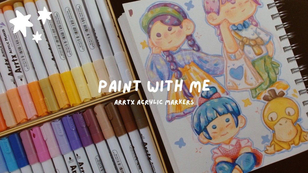 ​Paint with me with Arrtx Acrylic Markers 💜​​ | Sketchbook page ✨