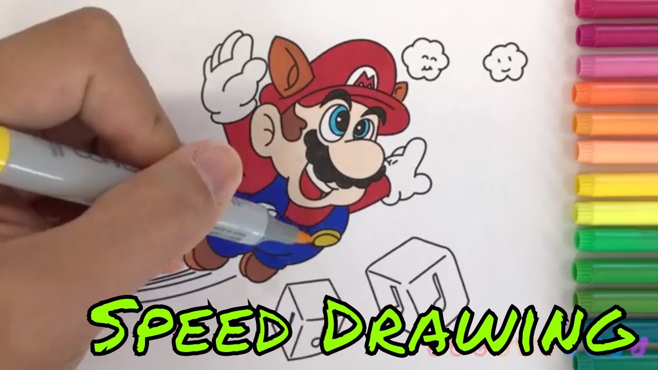 Speeding Drawing Super Mario Bros 3 | Drawing Coloring Pages Videos for Kids