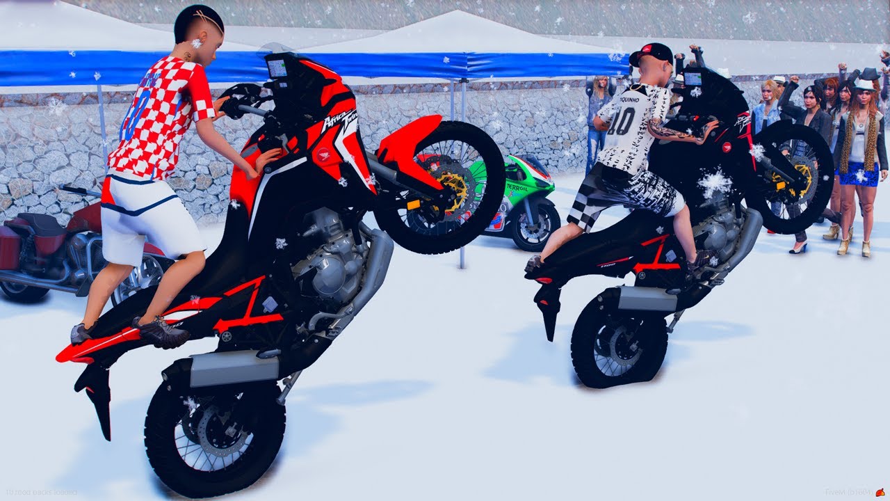 GTA V: VIDA REAL - FUI PARA UM EVENTO DE MOTOS NO RODOGRAU NA NEVE COM MEU AMIGO