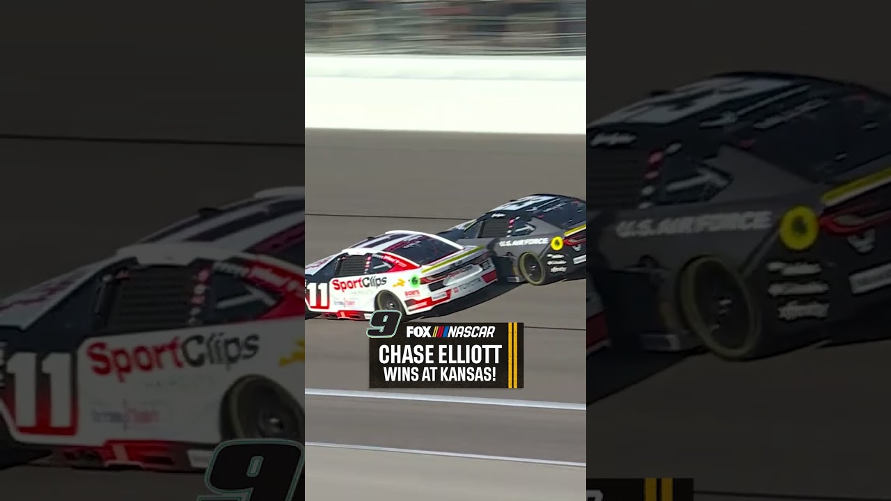 WHAT A FINISH! Chase Elliott gets by Denny Hamlin and Bubba Wallace to WIN 🏁 #racing