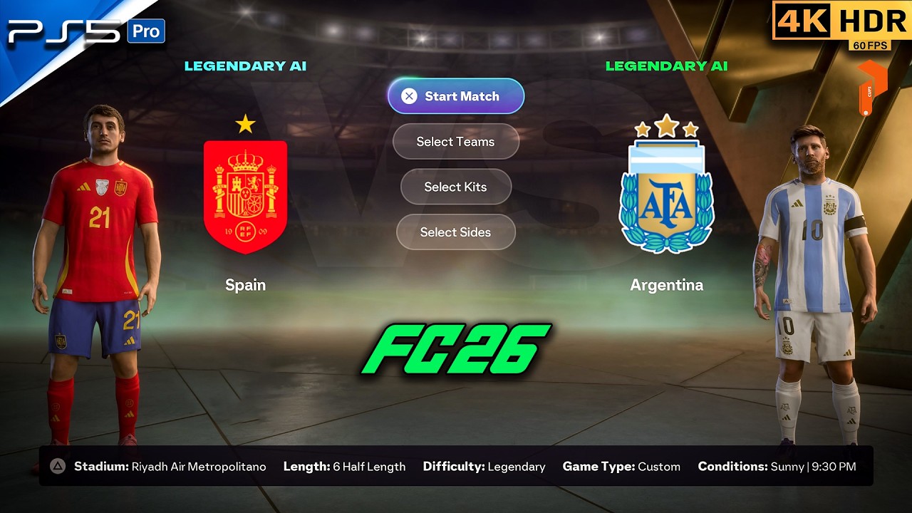 World-Class Match! Spain vs Argentina | FC 26 4K HDR #fc26 #ps5 #football #4k #viral #fyp #fifa