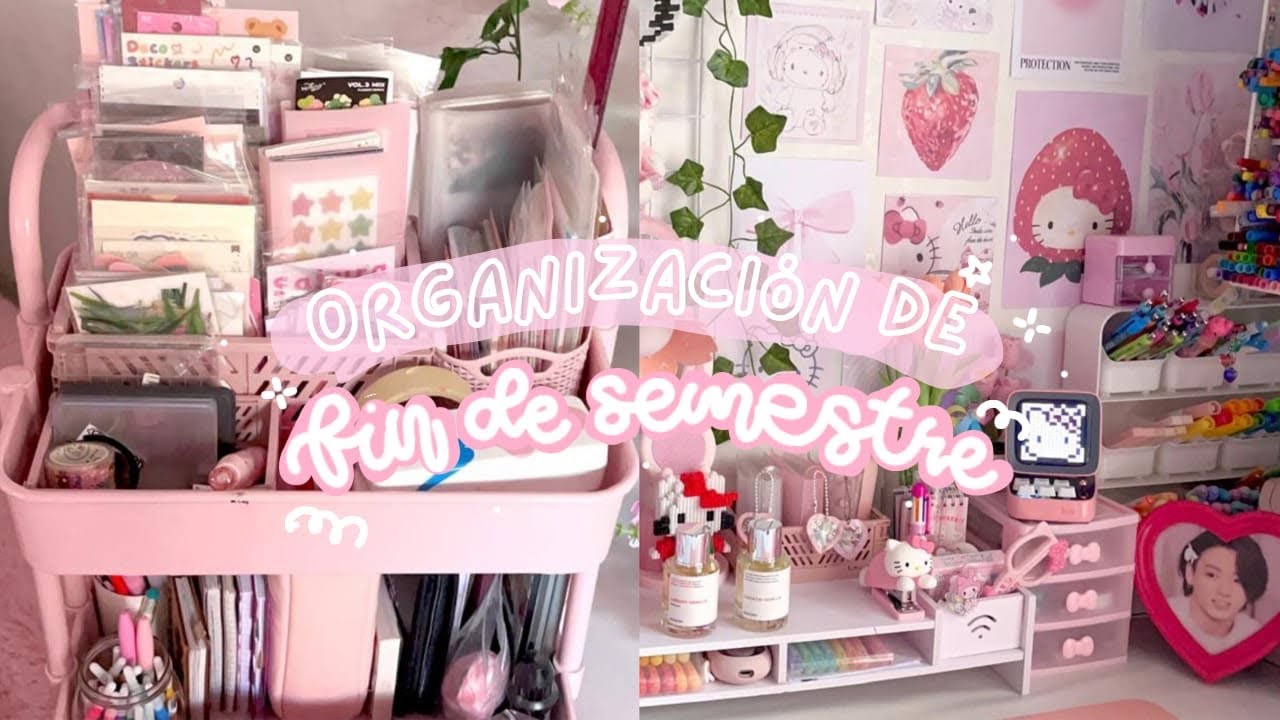 🌷Organizando mi espacio: Escritorio y carrito // Reset de fin de semestre ✨🎀