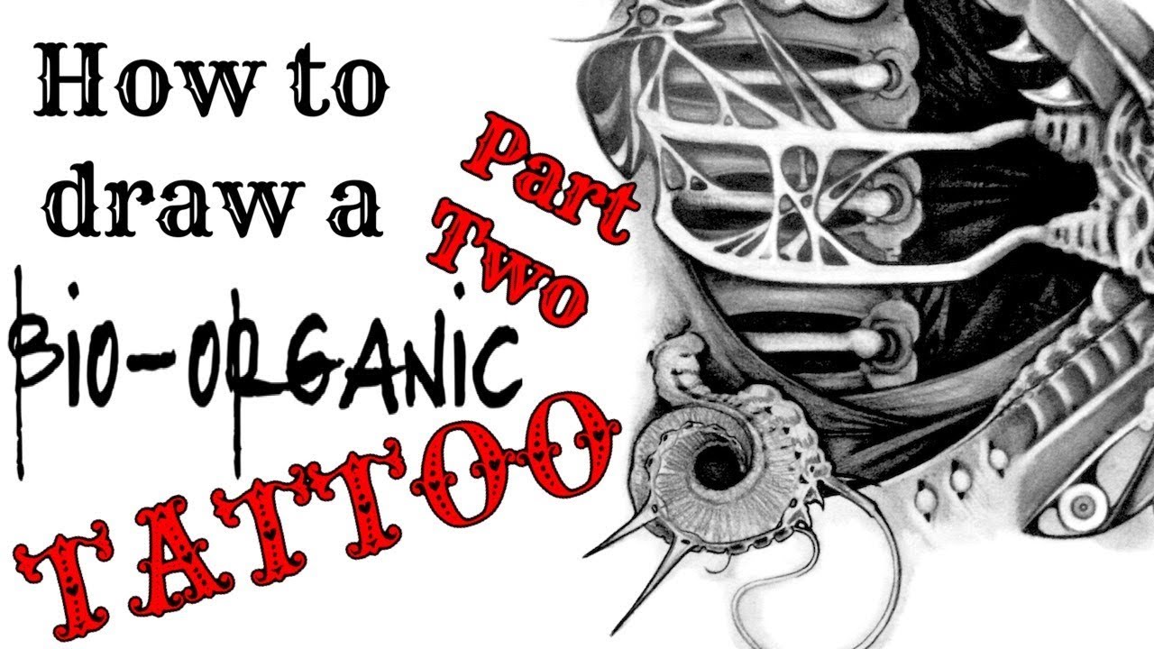 How to draw a Bio-organic tattoo part 2 Tattoo artist step by step tattoo flash design tutorial 2021