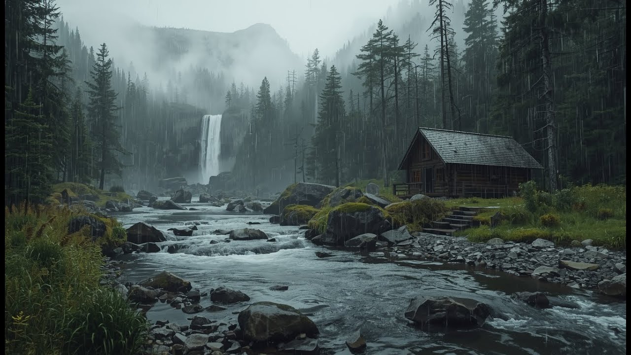 Forest Rain & Waterfall Sounds 🌿🌧️ Calm Nature Ambience for Studying Sleep
