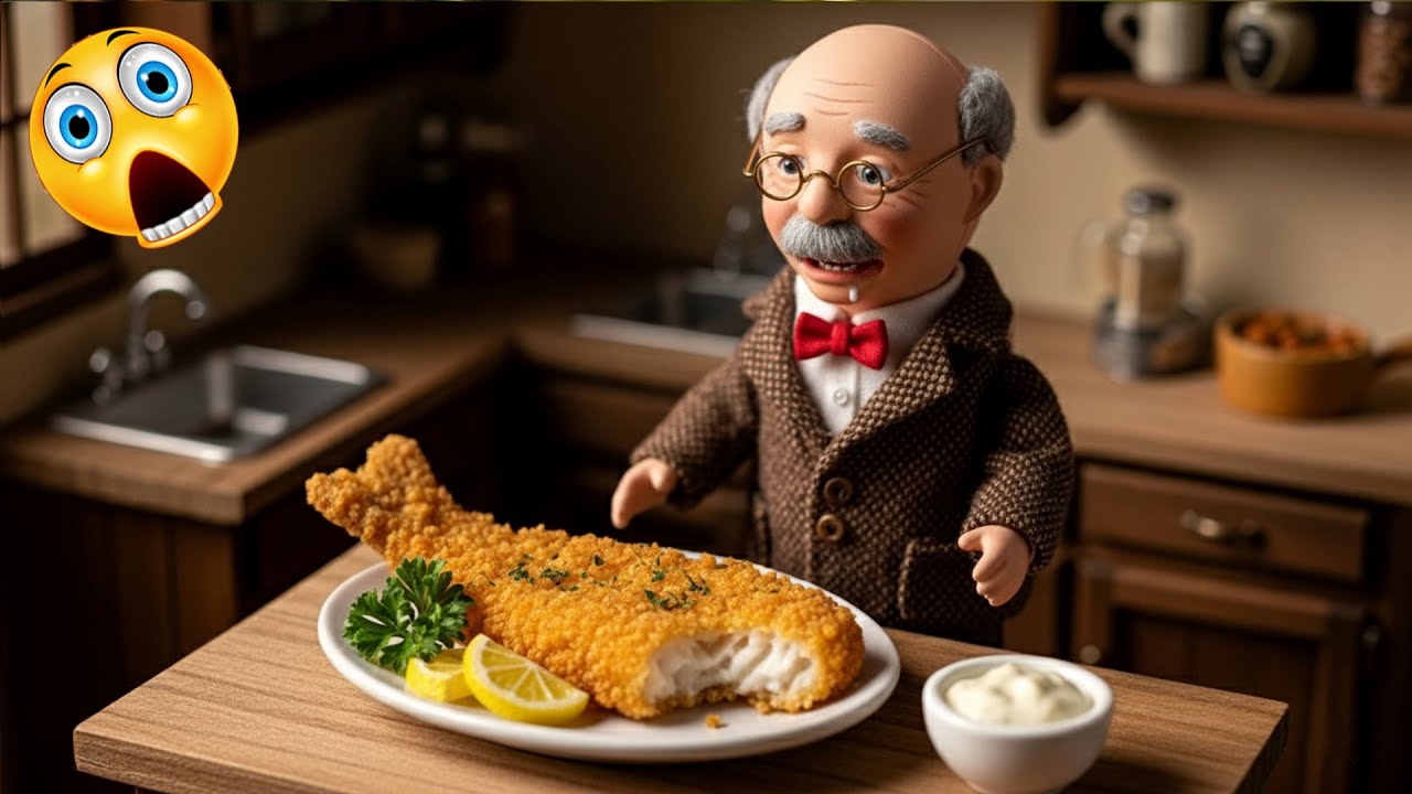 Miniature Old Man Cooks Southern Fried Catfish  DIY Tiny Kitchen Cooking