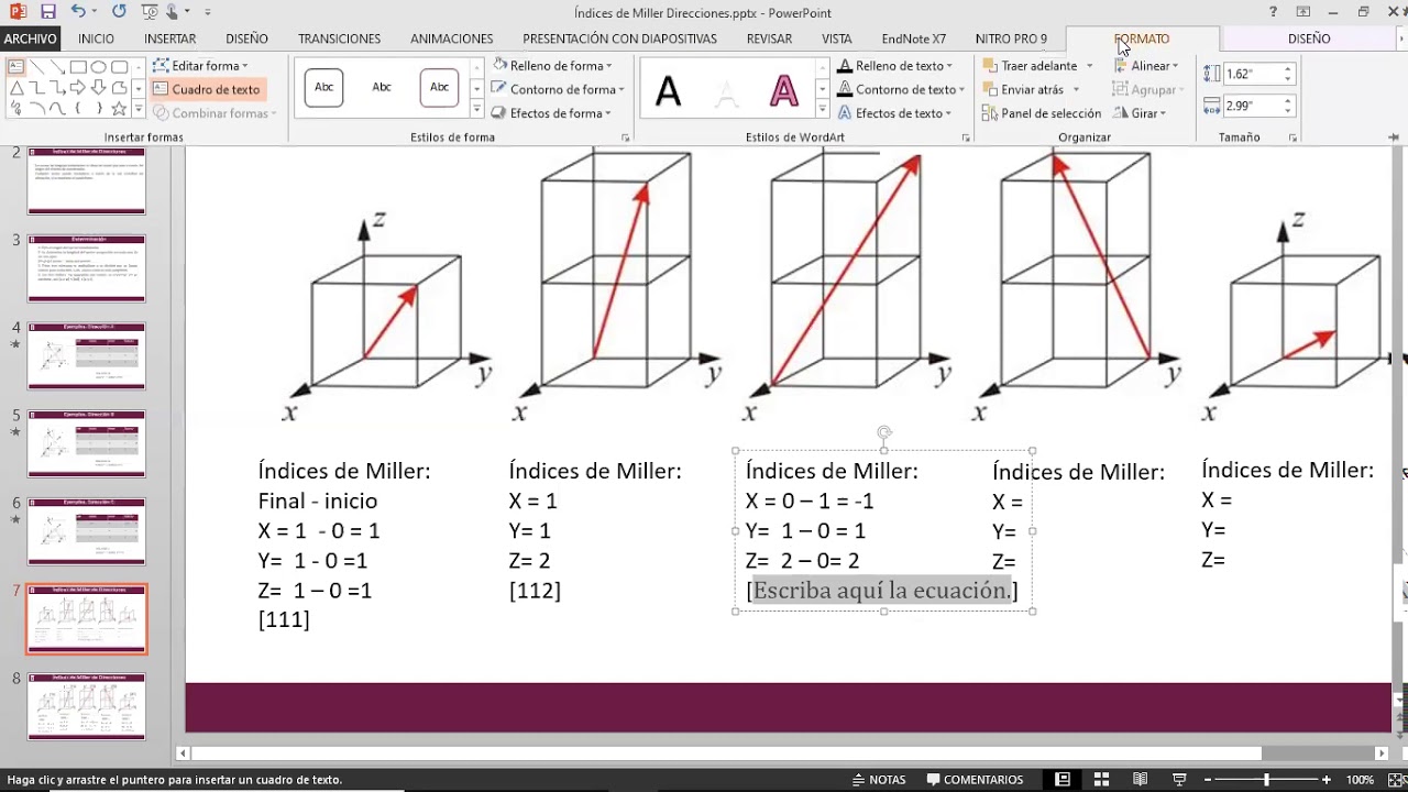 Índices de Miller en Direcciones Ejemplos