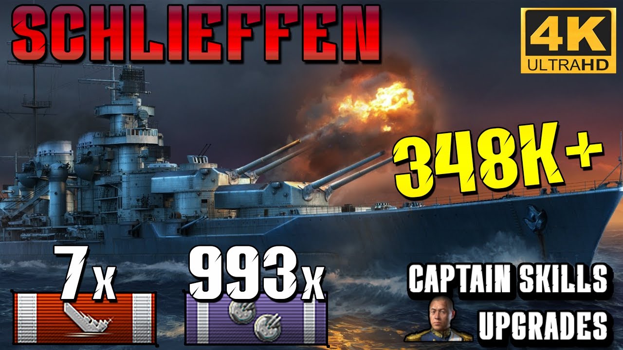Schlieffen: Almost 1000 Secondary Hits - World of Warships
