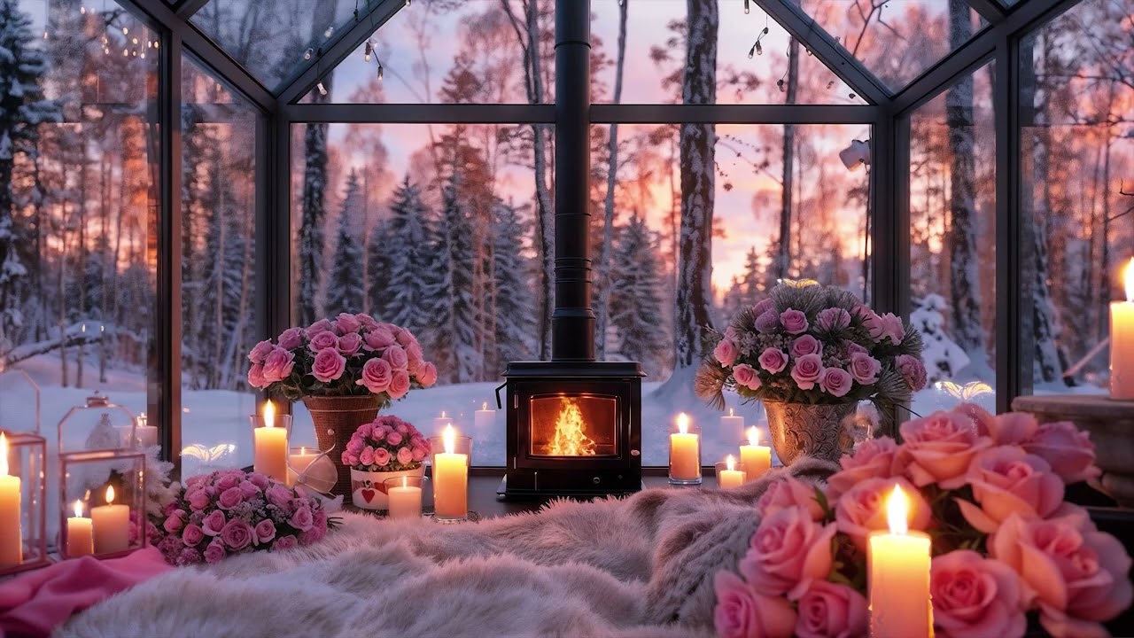 Valentine’s Day 💕 Anti Stress Jazz Music 🔥 Cozy Fireplace Ambience for Love, Relax & Anxiety Relief
