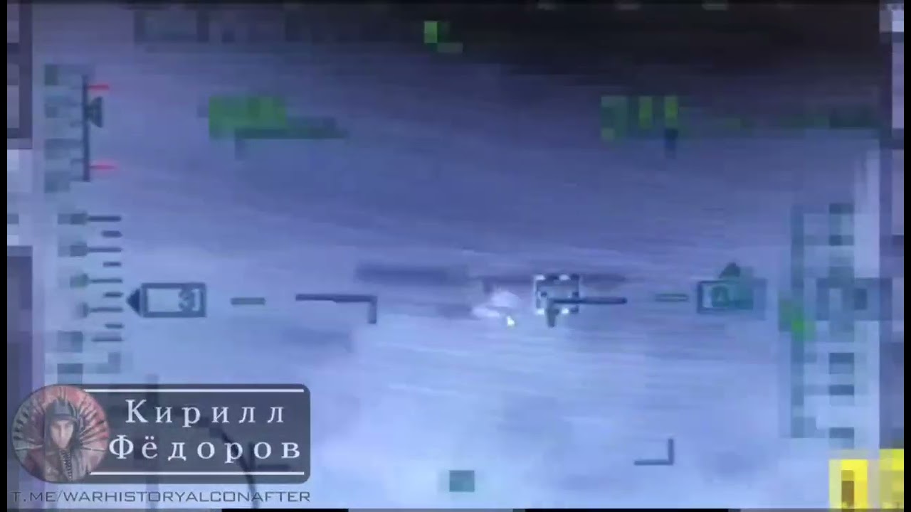 Ukrainian UJ-22 Airborne drone by the fire of the 30-mm cannon of the Mi-28N helicopter