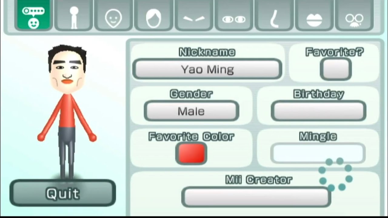 How to make a Yao Ming mii