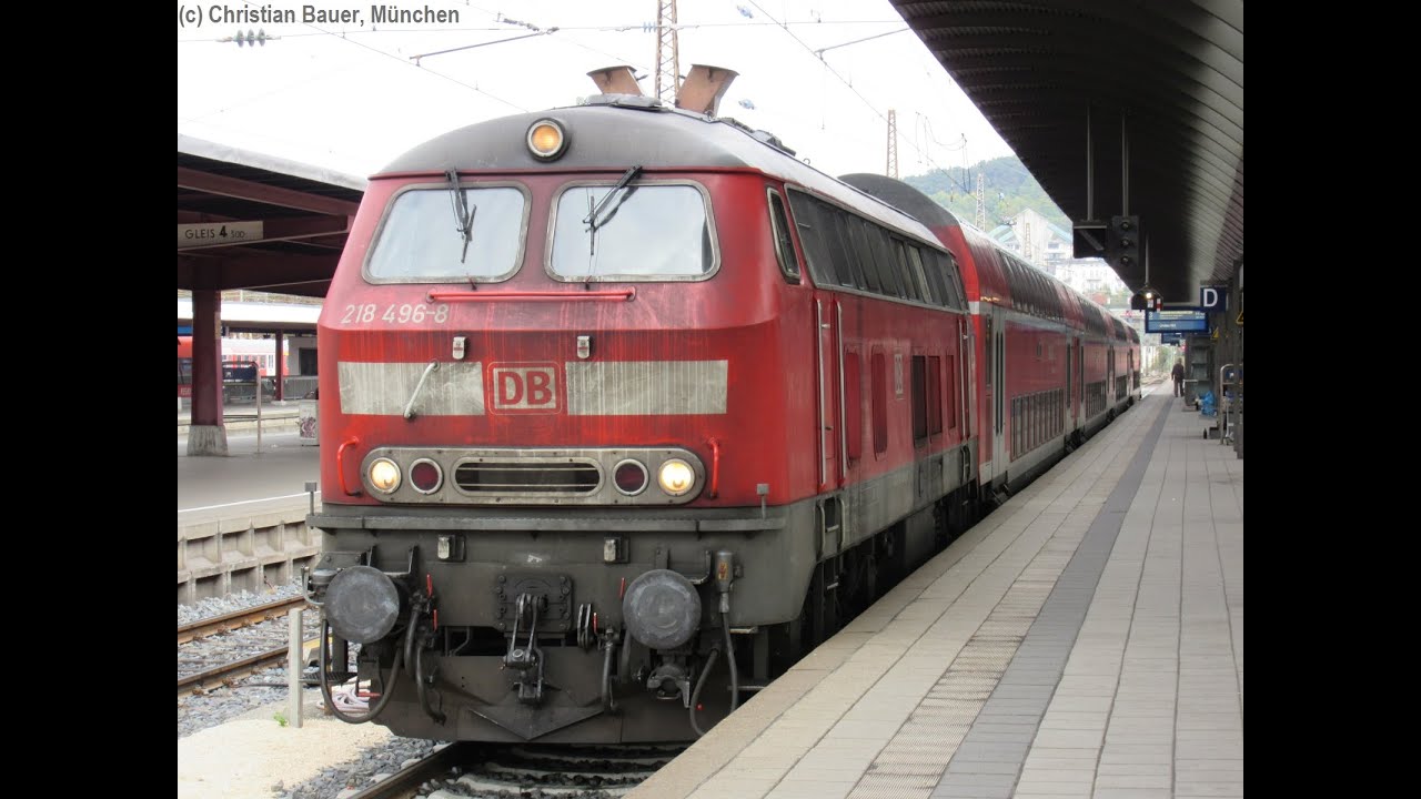 218 496 (Bh Ulm, TB11 Neubau): Motorstart, Zugheizung und Ausfahrt