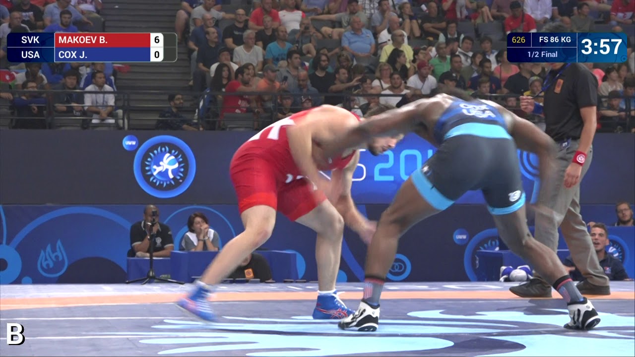 1/2 FS - 86 kg: B. MAKOEV (SVK) df. J. COX (USA) by VPO1, 6-3