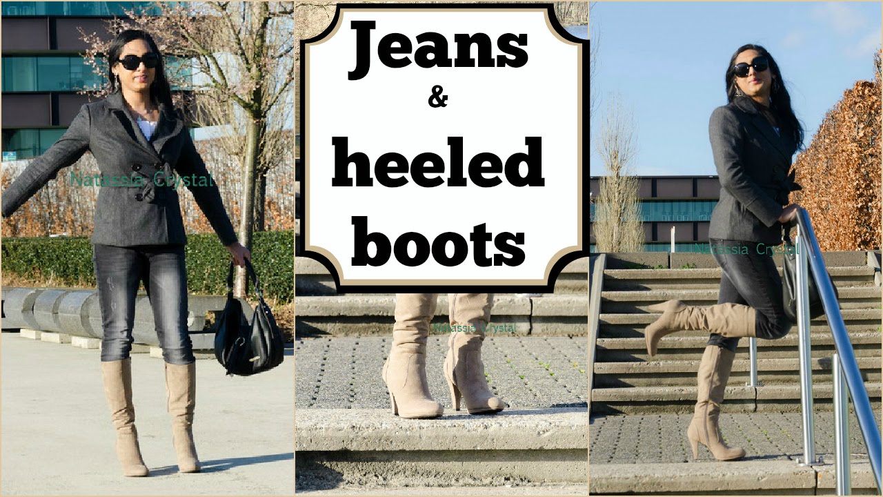 Crossdresser - casual outfit in jeans and high heels boots | NatCrys