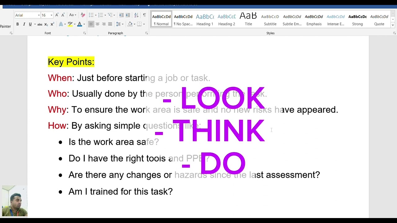 Last Minute Risk Assessment (LMRA)