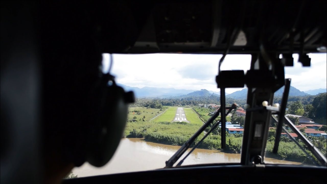 Twin Otter landing Lawas STOLport (LWY/WBGW) runway 19
