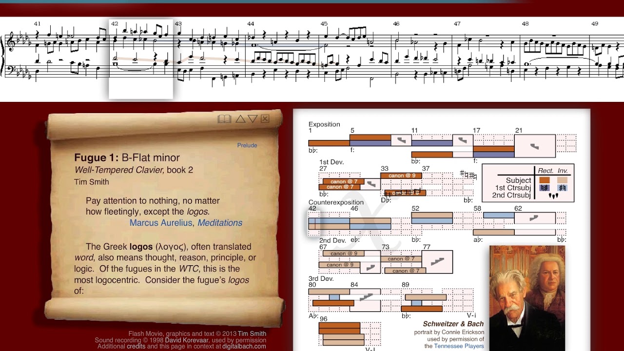 The Well-Tempered Clavier, Book II: Fugue in B-flat minor, BWV 891 - Animated Score and Analysis