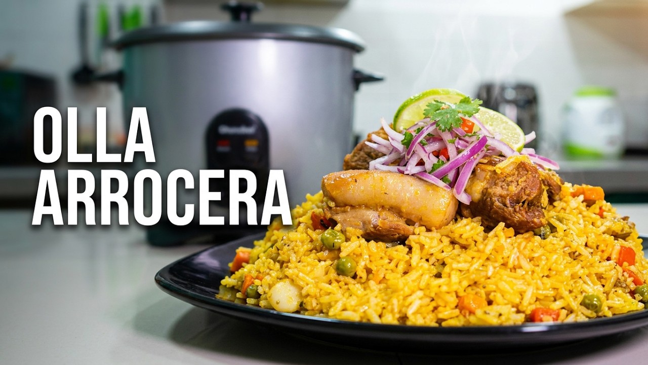 Arroz con Chancho(cerdo) preparado en olla Arrocera 😋