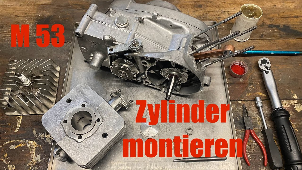 Zylinder montieren, Kolben einbauen am M53 für Simson S50 auch Schwalbe KR 51/1 