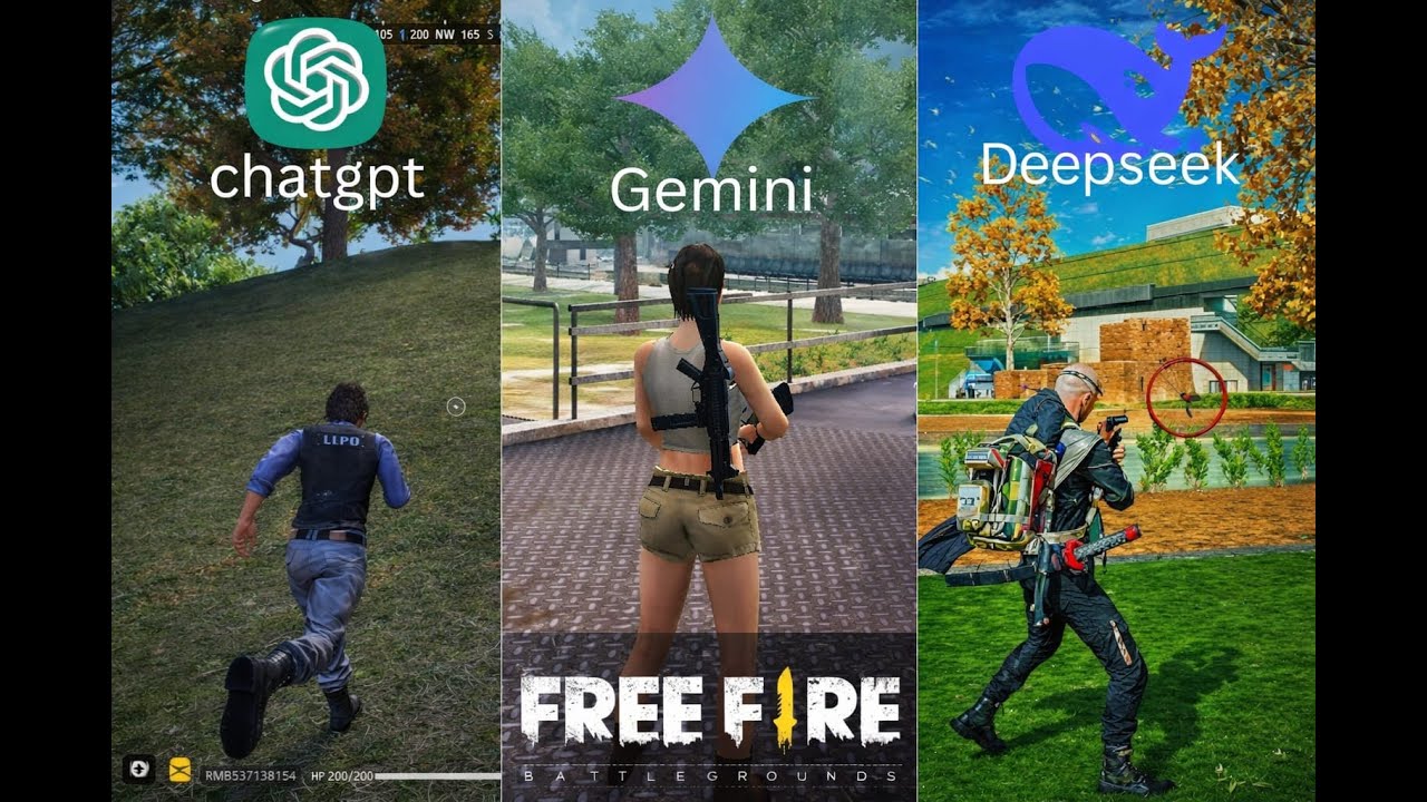 Chatgpt VS Gemini VS Deepseek create free fire with zero