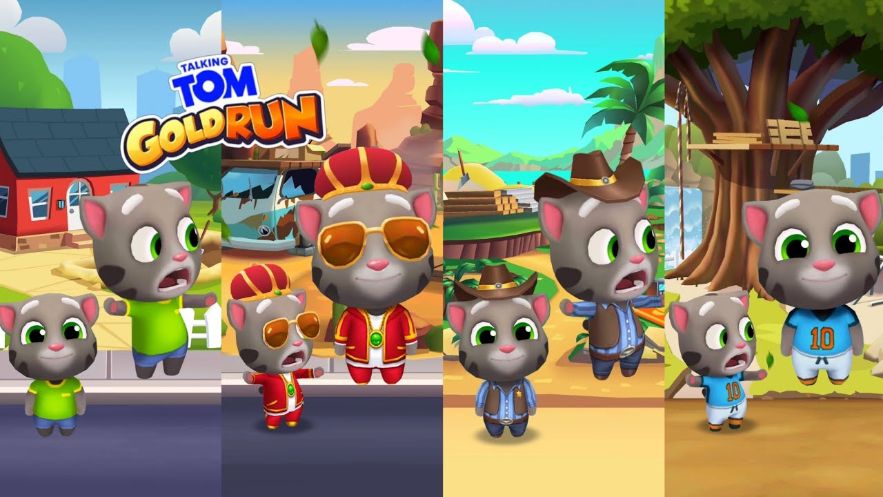 Talking Tom Gold Run - Talking Tom vs King Tom vs Cowboy Tom vs Football Tom Android Gameplay