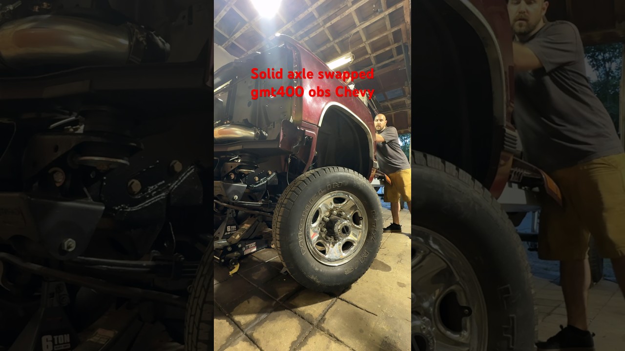 Solid axle swapped the gmt400 OBS Chevy using Offroad Design sas kit and a Ford Dana 60 axle.
