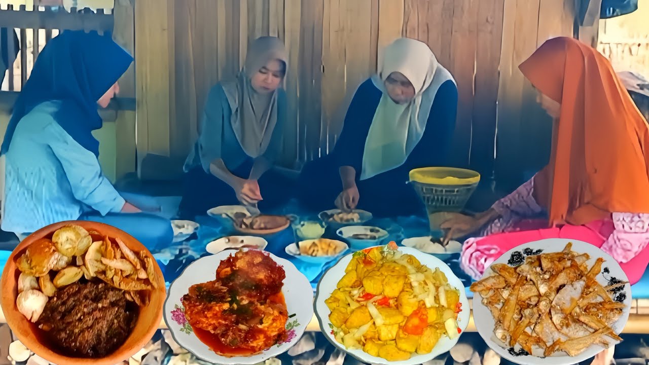 Nikmatnya Hidup di Desa‼️Masak Telur Ceplok Balado,Oseng Kol+Tahu,Jengkol,SambalTerasi,IkanAsin