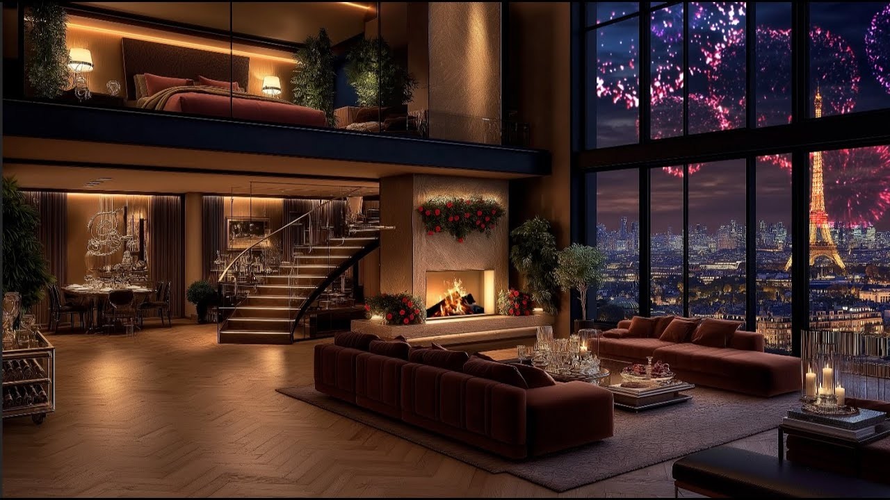 Fireside Jazz Romance in Paris | Cozy Valentine&rsquo;s Night by the Fireplace ❤️✨